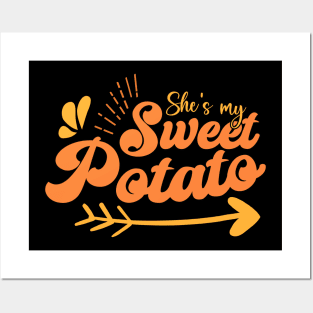 Thanksgiving Matching Couple She's My Sweet Potato I Yam Set Posters and Art